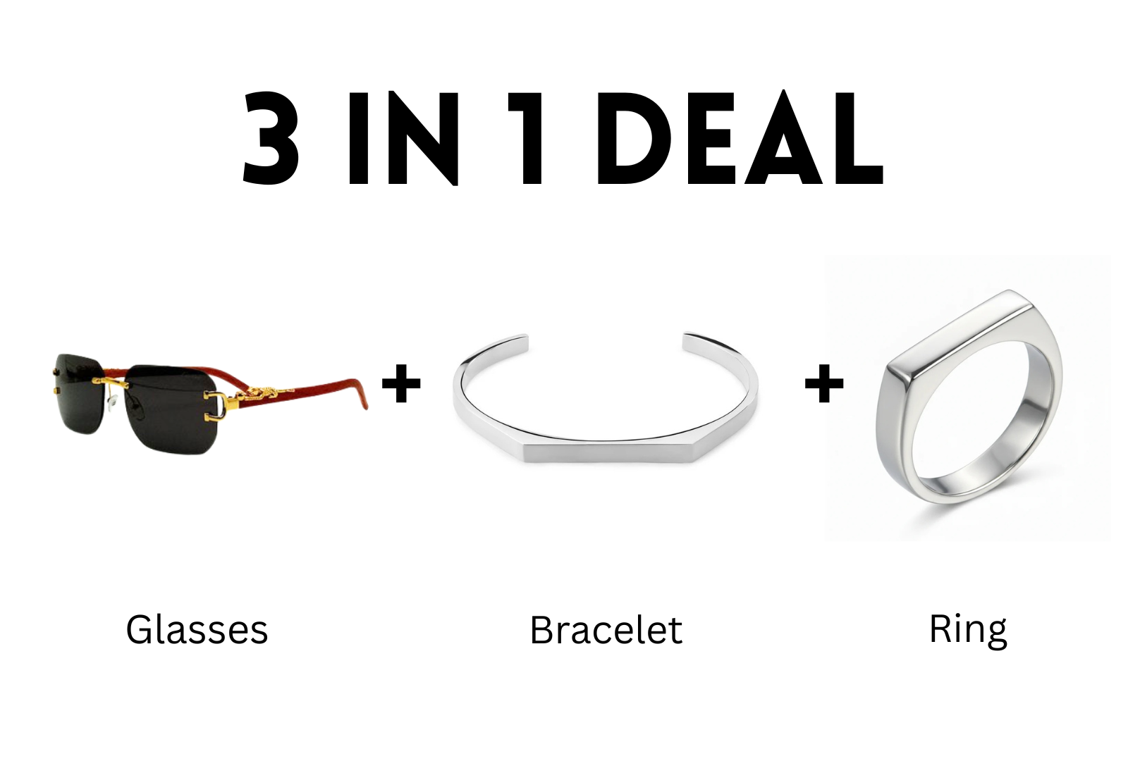 Hexa Bracelet + Leopard Rimless Glasses + Greek Ring