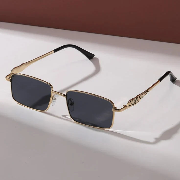 Textured Metal Square Frame Fashion Glasses