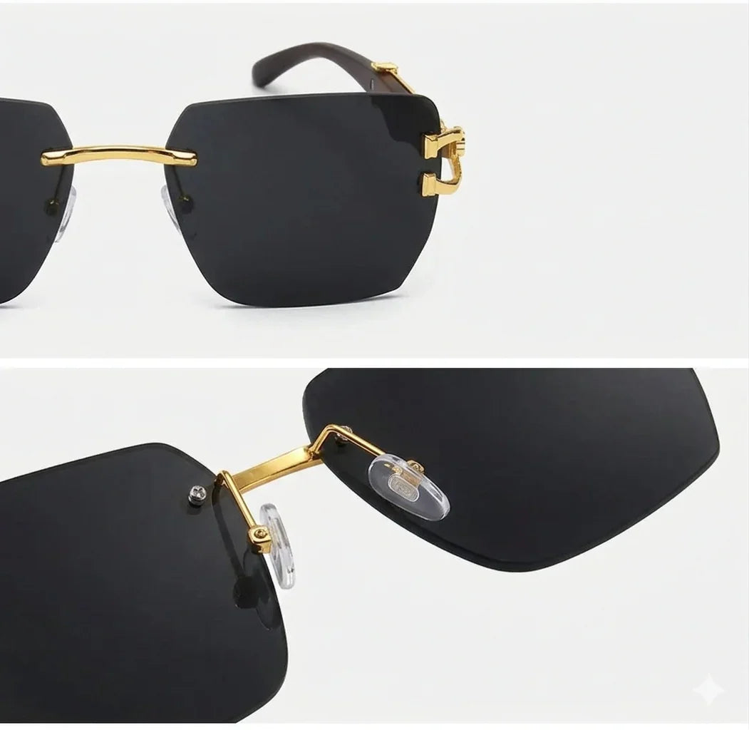 Men's Vintage Fashion Glasses with -Glare & Wood Grain Frame