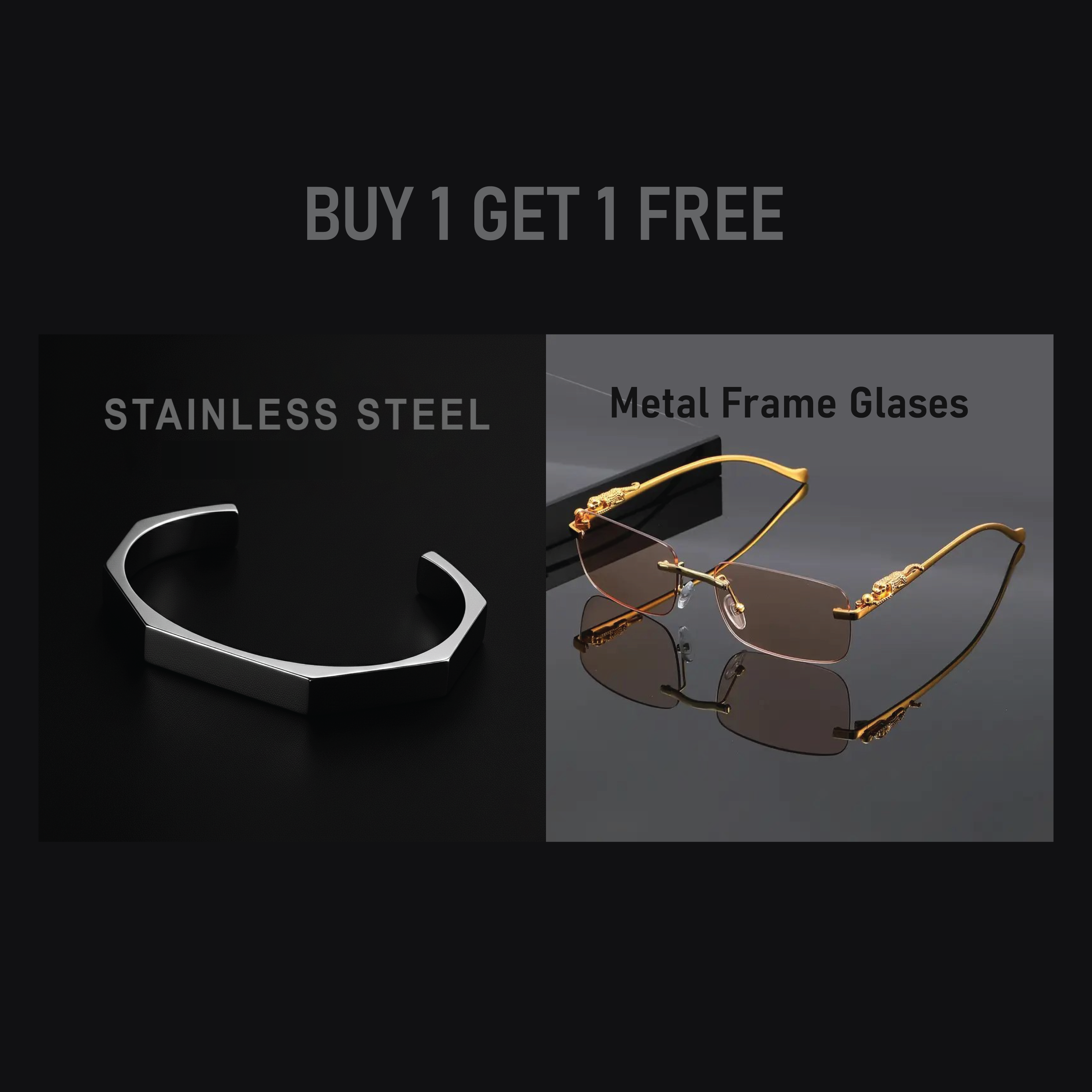 Hexa Stainless Steel Bracelet + Frameless Glasses