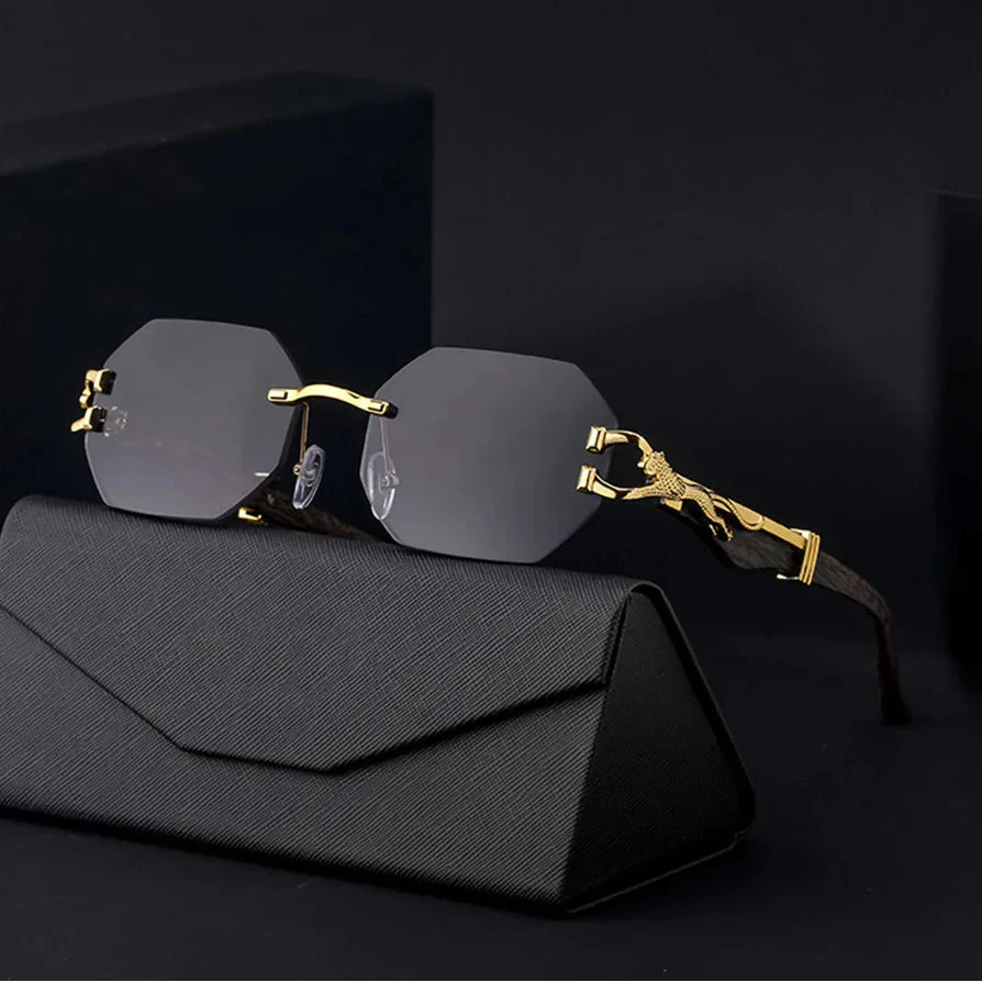 Men's Vintage Fashion Glasses with -Glare & Wood Grain Frame