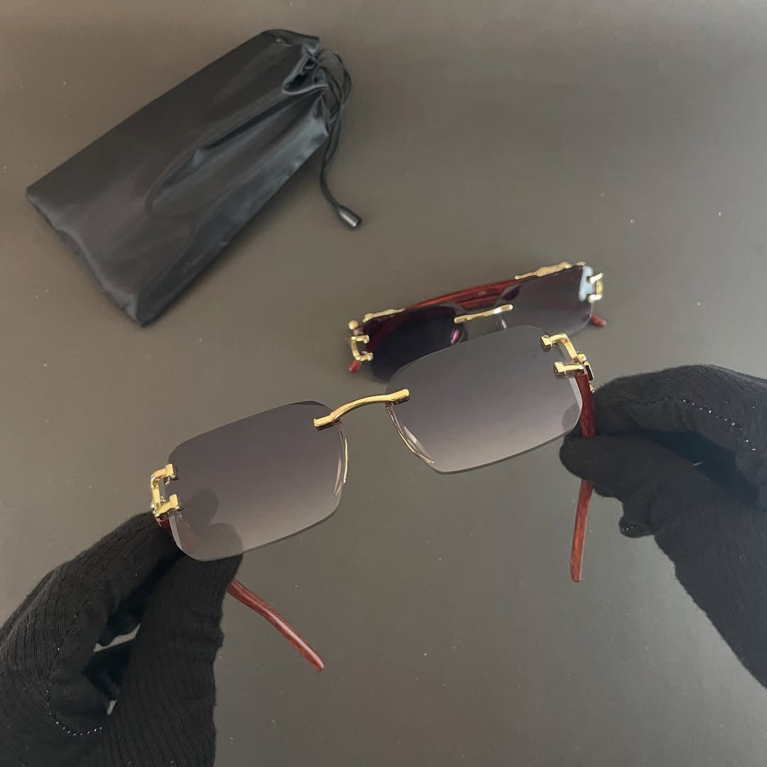 Men's Metal Square Frameless Double Bar Vintage High-Quality