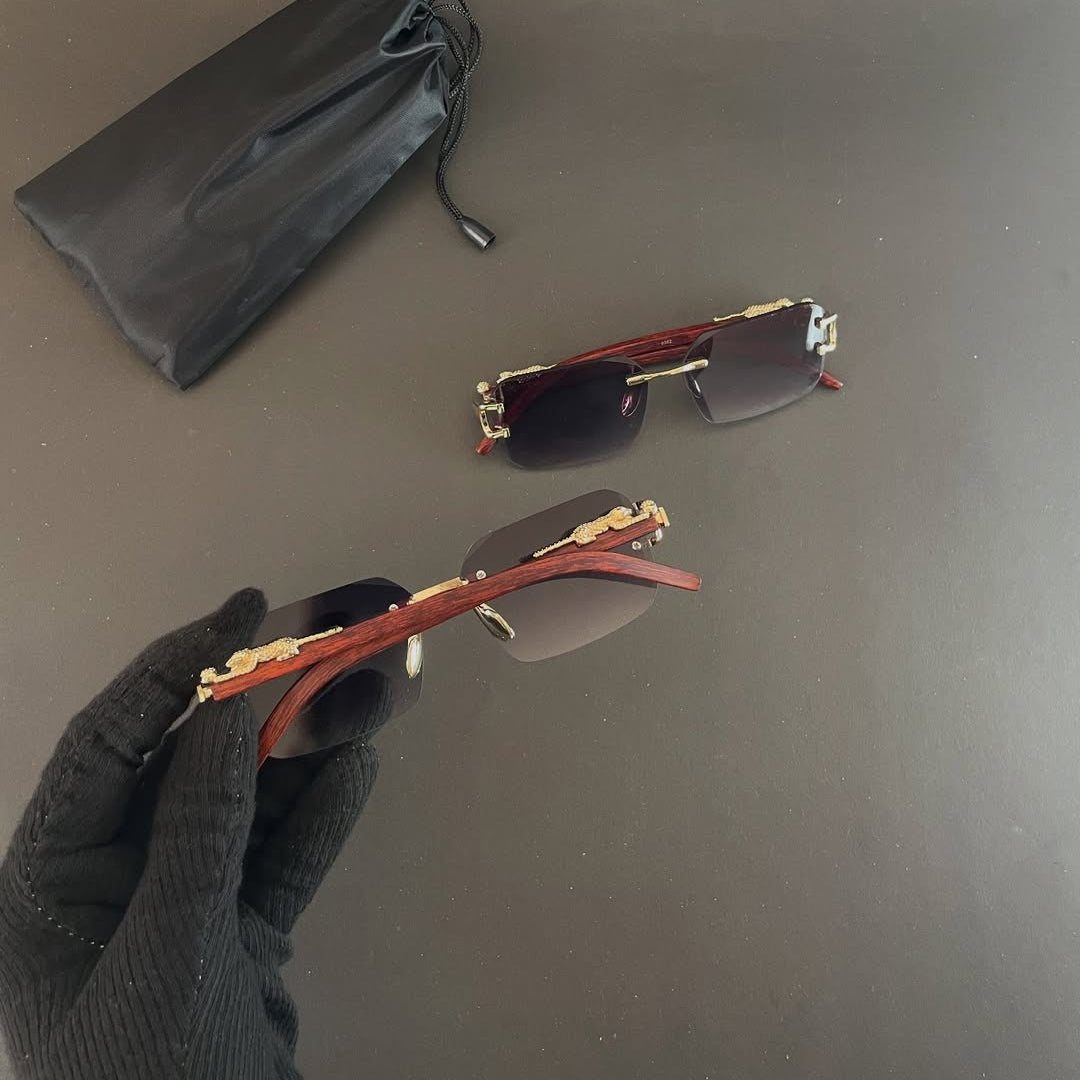 Men's Metal Square Frameless Double Bar Vintage High-Quality